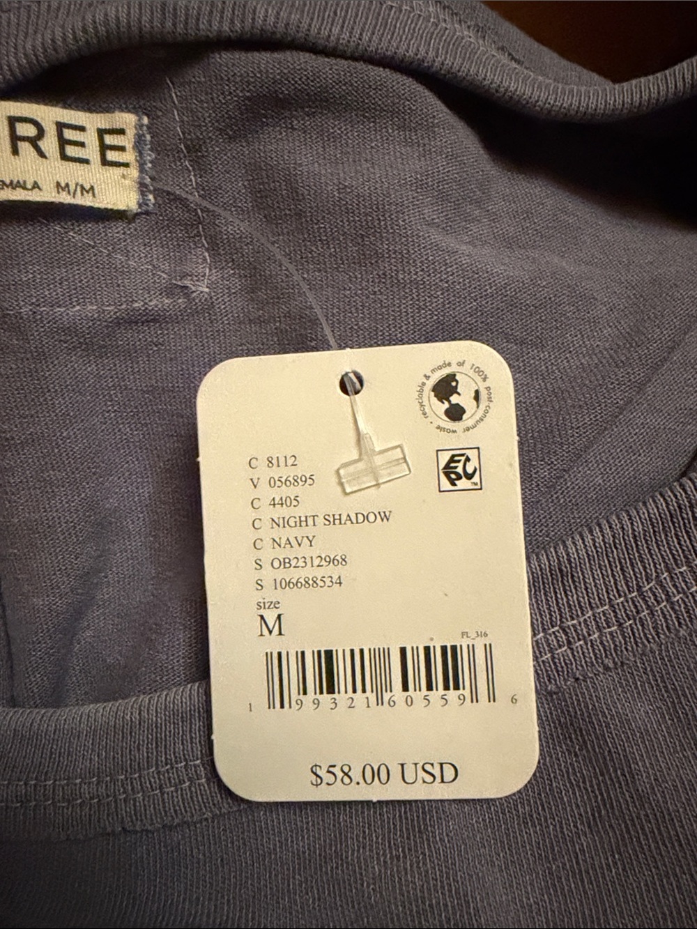 Free People We The Free Next Level Tee in Night Shadow Blue Sizes XS & Med NWT - Picture 8 of 8